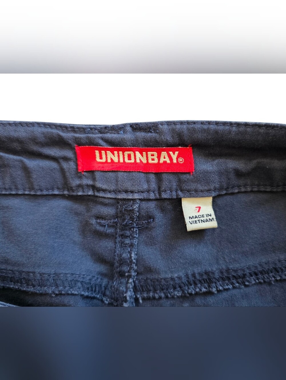 UNIONBAY Sz 7 Junior Navy Blue Raw Hem Utility Y2K Style Shorts - Picture 2 of 9